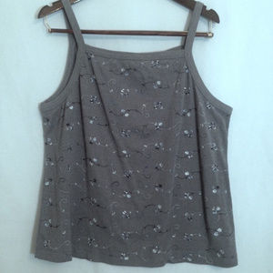 🌟 Sale!  Xhilaration Dusty Blue Embroidered Tank Top